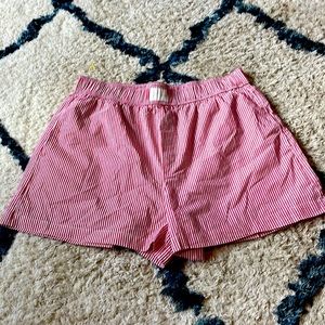 Red and white striped shorts